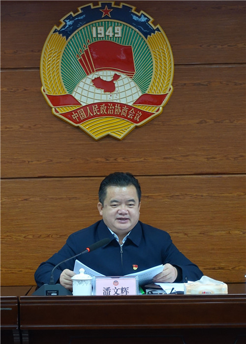 2、县政协主席、党组书记潘文辉在会上发言