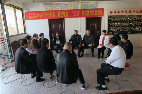 林升木业有限公司负责人莫善军在座谈会介绍公司情况